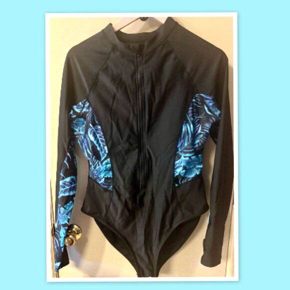 Women's One Piece Bathing Suit Long Sleeve Zipper Rash Guard Surf DivingSwimsuit - Picture 2 of 5